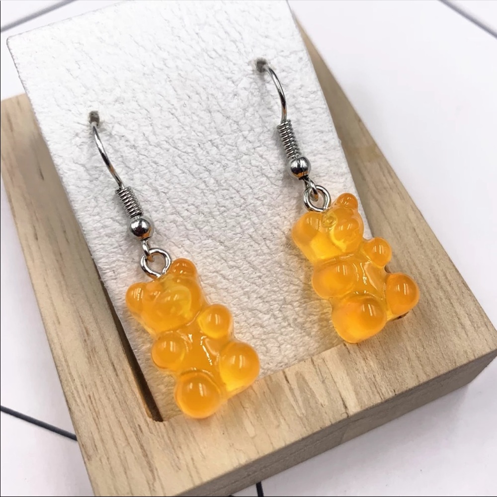Yellow gummy bear earrings handmade acrylic French